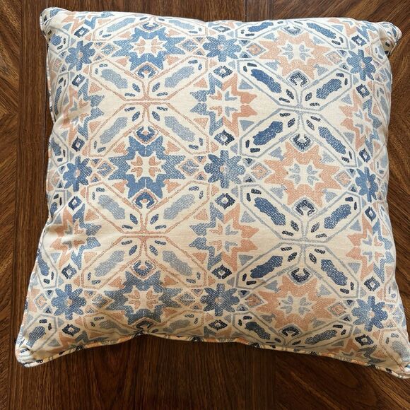 Pier 1 Other - Pier 1 Accent Pillow Peach Blue 19” X19” Square Washable Slip Cover